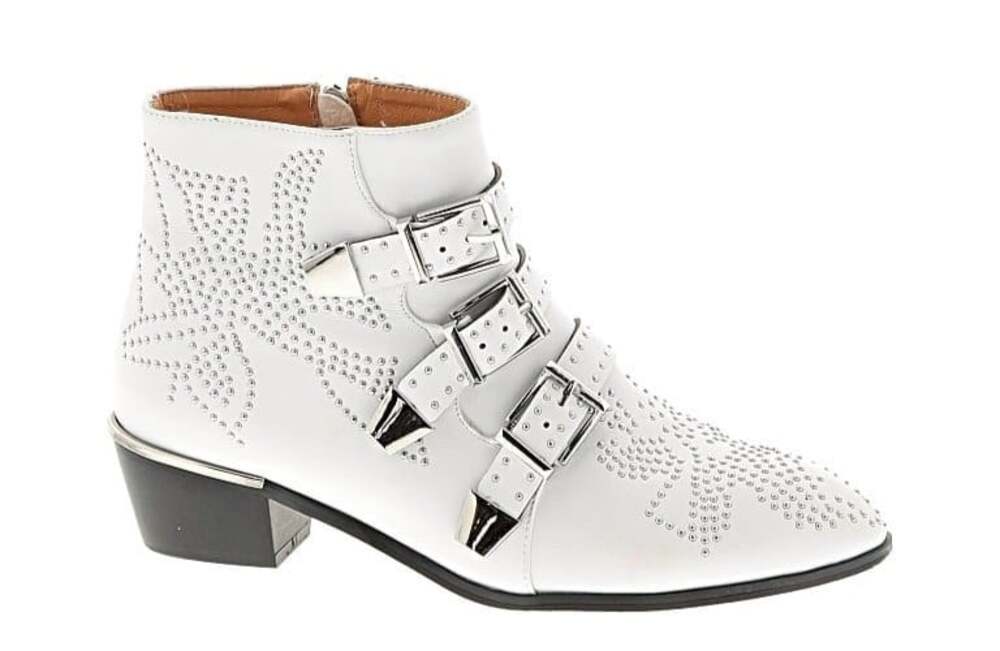 UNBRANDED Women Studded 3 Buckle Ankle Boots Low Heel Sz 10.5 White Western s-4